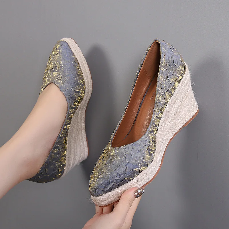 Sepatu Wedge Platform Motif Bu - Espadrille Slip On ulasan dan harga