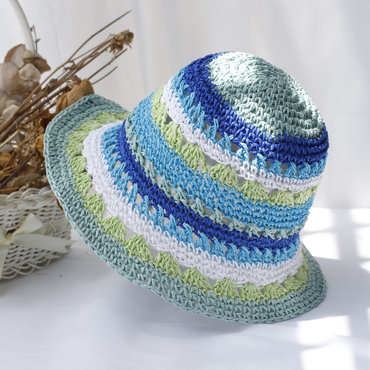 Topi jerami wanita, topi jeram - Bucket Hat Straw ulasan dan harga