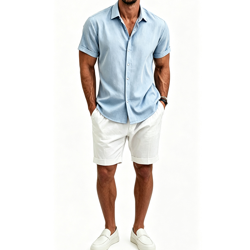 Setelan Kemeja dan Celana Pend - Linen Shirt Breathable ulasan dan harga